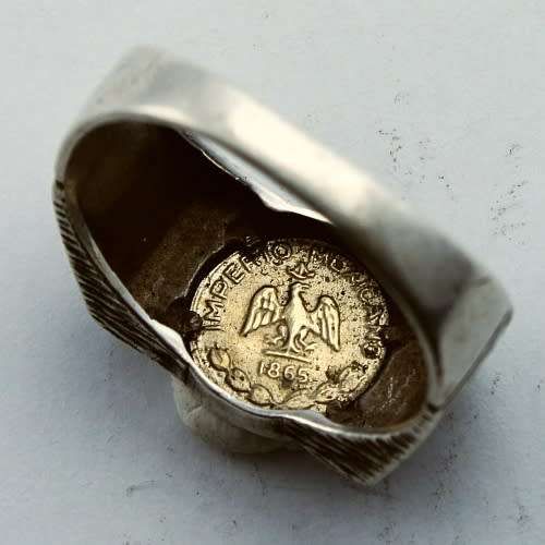 Numismatic collectables 1865 Maximillano Emperador Coin Ring